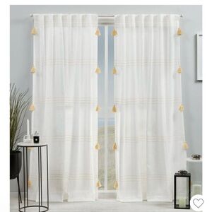 Opalhouse White Curtains with Gold Tassels